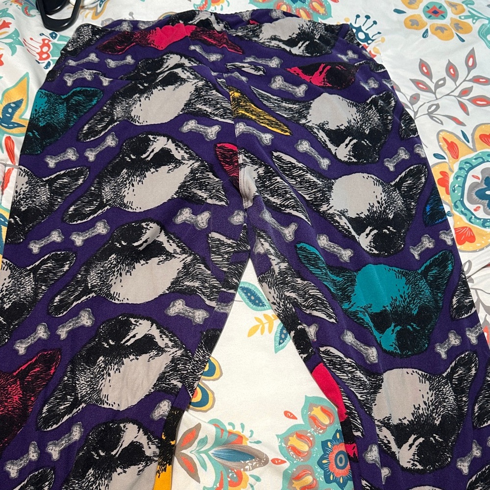 LuLaRoe Purple and Multicolor Animal Print Leggings